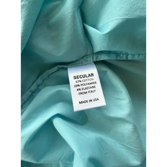 Secular Italy Oversized Button Up Shirt Top Aqua XS O/S 56” Bust Lagenlook $237 - Picture 11 of 12